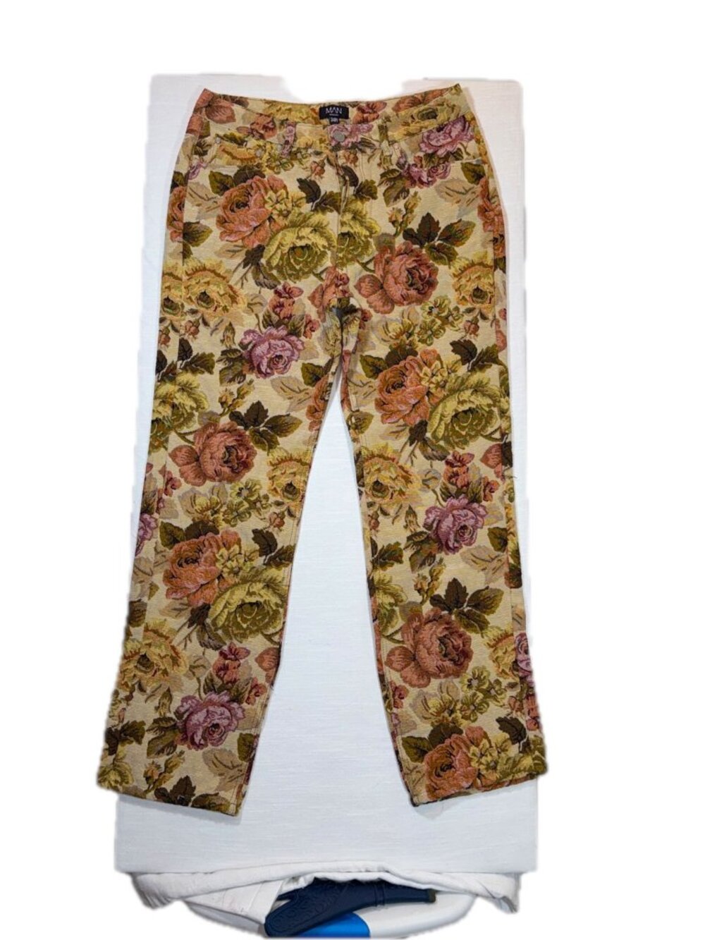 BoohooMAN Floral Tapestry Pants Men 34R Multicolor Polyester